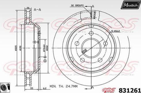 Maxtech 831261.0060 - Гальмівний диск autocars.com.ua