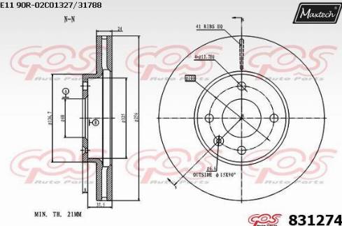 Maxtech 831274.0000 - Гальмівний диск autocars.com.ua