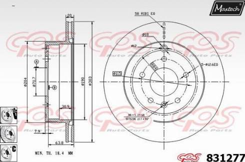 Maxtech 831277.6880 - Гальмівний диск autocars.com.ua