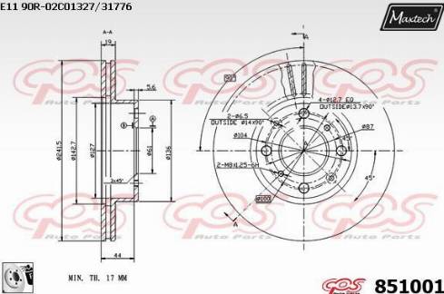 Maxtech 851001.0080 - Гальмівний диск autocars.com.ua