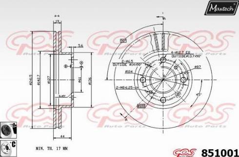 Maxtech 851001.6060 - Гальмівний диск autocars.com.ua