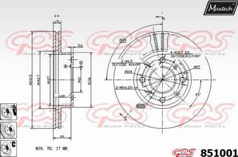 Maxtech 851001.6880 - Гальмівний диск autocars.com.ua