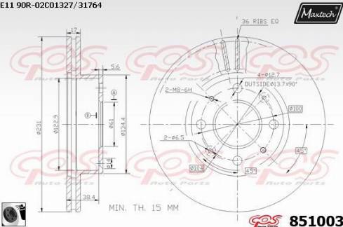 Maxtech 851003.0060 - Гальмівний диск autocars.com.ua