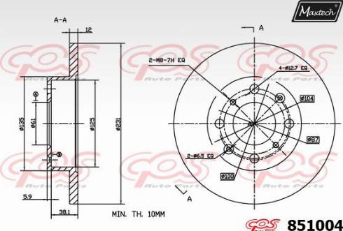 Maxtech 851004.0000 - Гальмівний диск autocars.com.ua