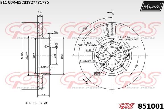 Maxtech 851004 - Гальмівний диск autocars.com.ua