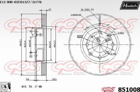 Maxtech 851008.0080 - Гальмівний диск autocars.com.ua