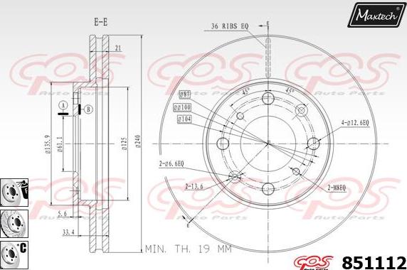 Maxtech 851008 - Гальмівний диск autocars.com.ua