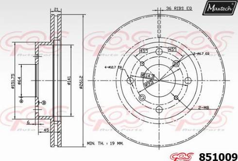 Maxtech 851009.0000 - Гальмівний диск autocars.com.ua