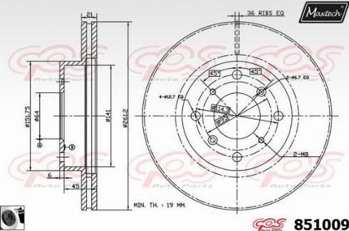 Maxtech 851009.0060 - Гальмівний диск autocars.com.ua