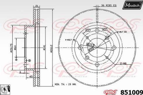 Maxtech 851009.0080 - Гальмівний диск autocars.com.ua