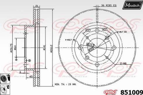 Maxtech 851009.6060 - Гальмівний диск autocars.com.ua