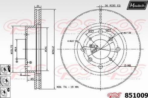 Maxtech 851009.6880 - Гальмівний диск autocars.com.ua