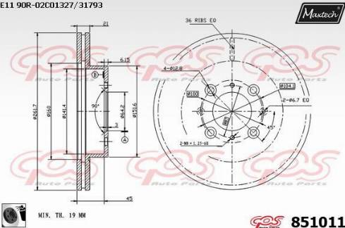 Maxtech 851011.0060 - Гальмівний диск autocars.com.ua