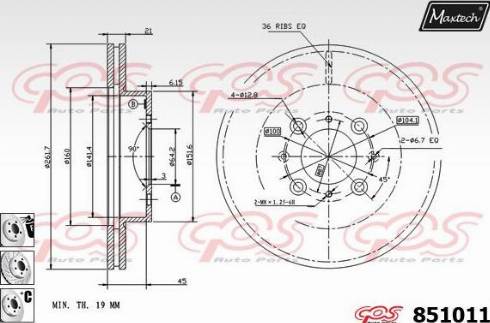 Maxtech 851011.6880 - Гальмівний диск autocars.com.ua