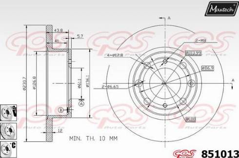 Maxtech 851013.6880 - Гальмівний диск autocars.com.ua