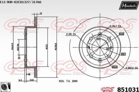 Maxtech 851031.0060 - Гальмівний диск autocars.com.ua