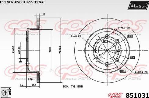 Maxtech 851031.0080 - Гальмівний диск autocars.com.ua