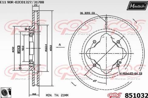 Maxtech 851032.0060 - Гальмівний диск autocars.com.ua