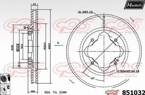 Maxtech 851032.6060 - Гальмівний диск autocars.com.ua