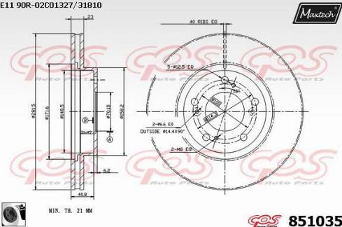 Maxtech 851035.0060 - Гальмівний диск autocars.com.ua