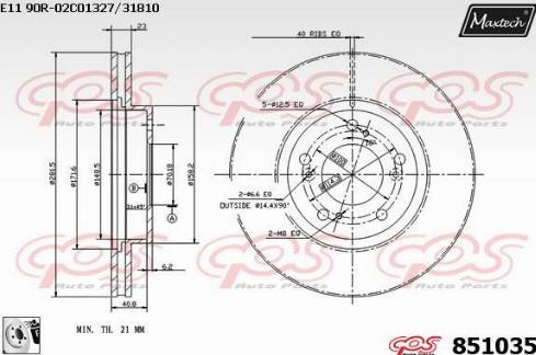 Maxtech 851035.0080 - Гальмівний диск autocars.com.ua