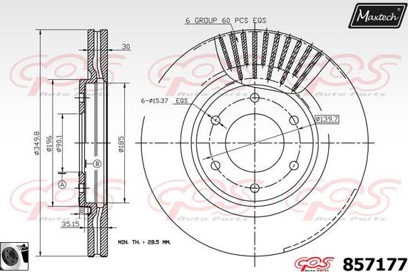 Maxtech 851035 - Гальмівний диск autocars.com.ua