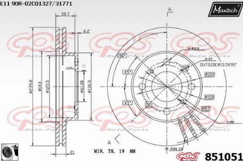 Maxtech 851051.0060 - Гальмівний диск autocars.com.ua