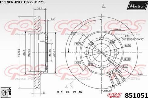 Maxtech 851051.0080 - Гальмівний диск autocars.com.ua