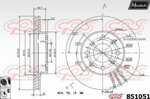 Maxtech 851051.6060 - Гальмівний диск autocars.com.ua