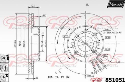 Maxtech 851051.6980 - Гальмівний диск autocars.com.ua