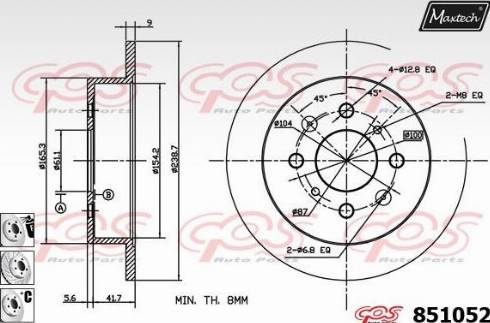 Maxtech 851052.6880 - Гальмівний диск autocars.com.ua