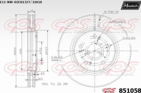 Maxtech 851058.0000 - Гальмівний диск autocars.com.ua