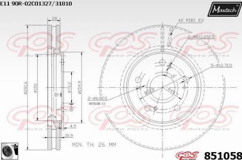 Maxtech 851058.0060 - Гальмівний диск autocars.com.ua