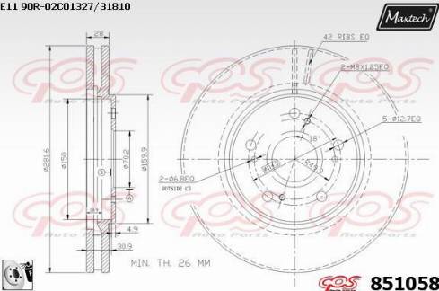 Maxtech 851058.0080 - Гальмівний диск autocars.com.ua