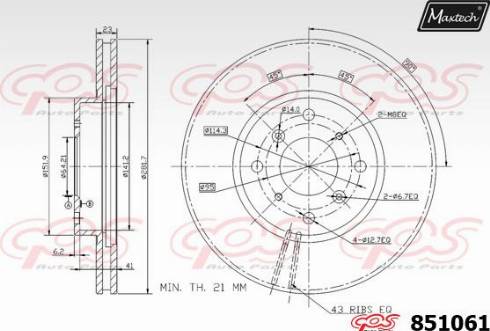 Maxtech 851061.0000 - Гальмівний диск autocars.com.ua