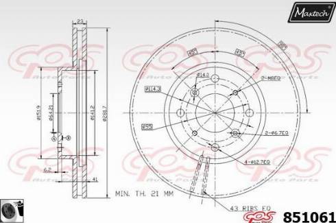 Maxtech 851061.0060 - Гальмівний диск autocars.com.ua