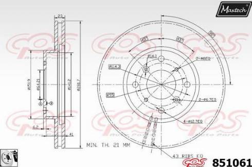 Maxtech 851061.0080 - Гальмівний диск autocars.com.ua