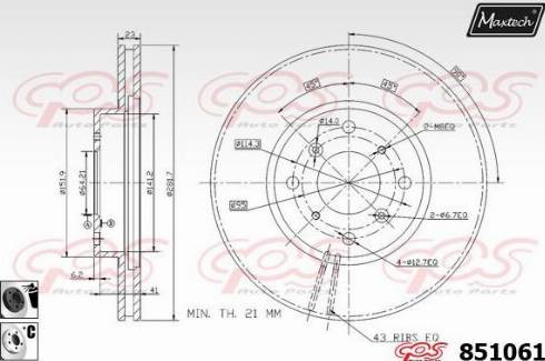 Maxtech 851061.6060 - Гальмівний диск autocars.com.ua