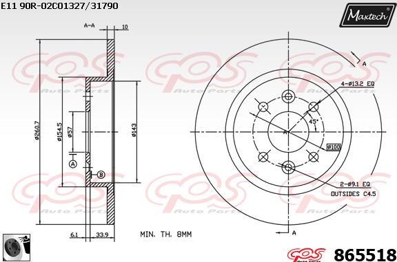 Maxtech 851061 - Гальмівний диск autocars.com.ua