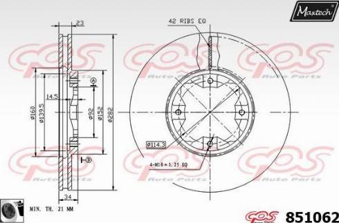 Maxtech 851062.0060 - Тормозной диск autodnr.net