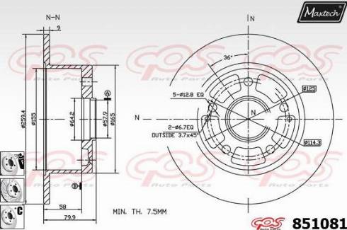 Maxtech 851081.6880 - Гальмівний диск autocars.com.ua