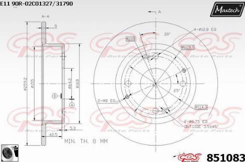 Maxtech 851083.0060 - Гальмівний диск autocars.com.ua