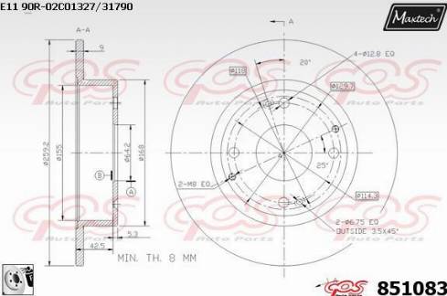 Maxtech 851083.0080 - Гальмівний диск autocars.com.ua