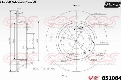 Maxtech 851084.0000 - Гальмівний диск autocars.com.ua