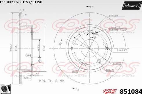 Maxtech 851084.0060 - Гальмівний диск autocars.com.ua