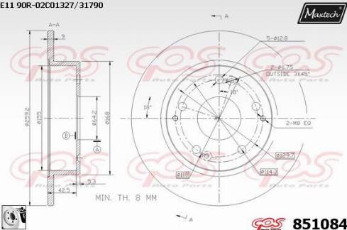 Maxtech 851084.0080 - Гальмівний диск autocars.com.ua