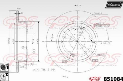 Maxtech 851084.6060 - Гальмівний диск autocars.com.ua