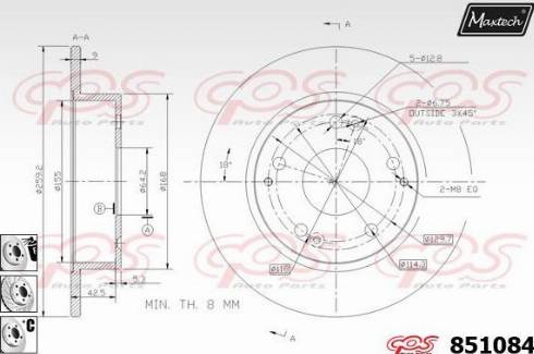 Maxtech 851084.6880 - Гальмівний диск autocars.com.ua