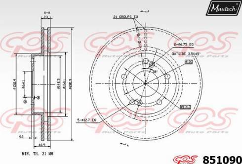 Maxtech 851090.0000 - Гальмівний диск autocars.com.ua