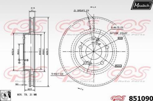 Maxtech 851090.0080 - Гальмівний диск autocars.com.ua